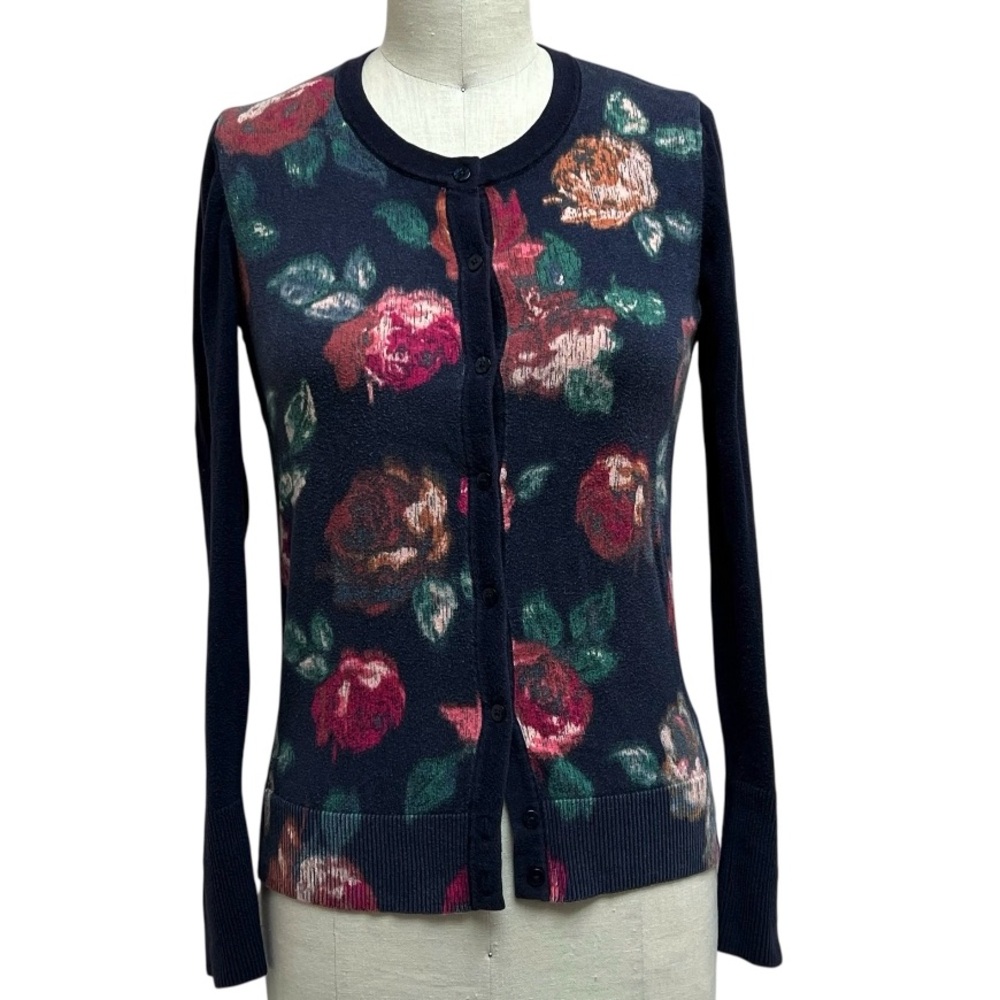 Merona Floral Button Down Cotton Sweater Size S/P